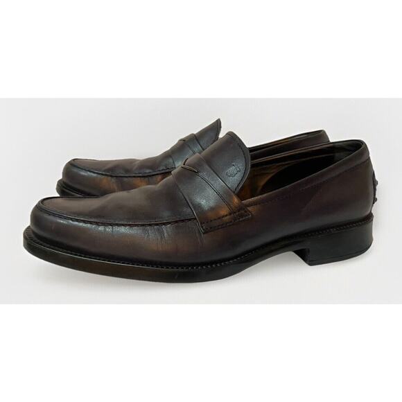 Mens Tods Blue Leather Penny Bar Loafers Oxfords Shoes 8